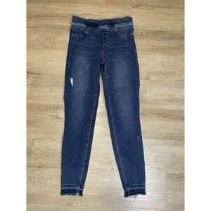 Spanx Denim Leggings Women's M Medium Wash Distressed Pull On